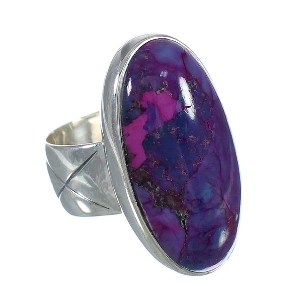 Southwest Magenta Turquoise Silver Ring Size 5-3/4 QX74252